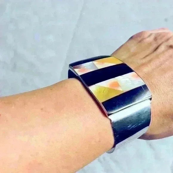 Vintage Stone and silver multi color bracelet - Picture 3 of 5